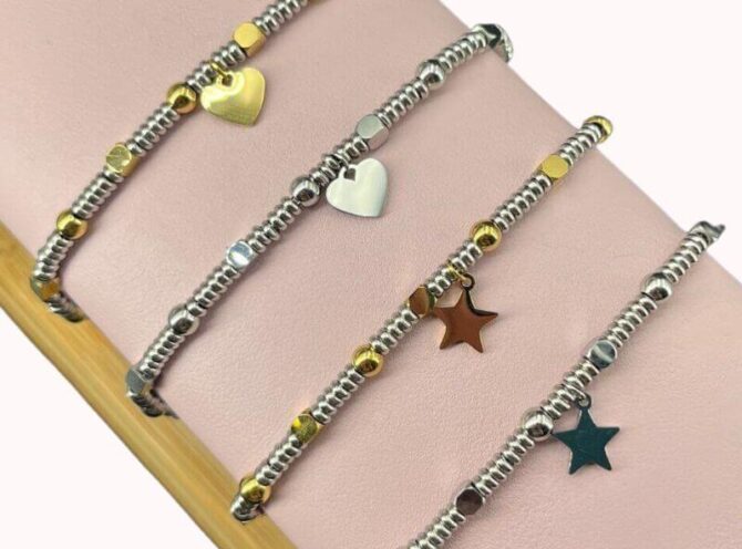 bracciale acciaio con charm