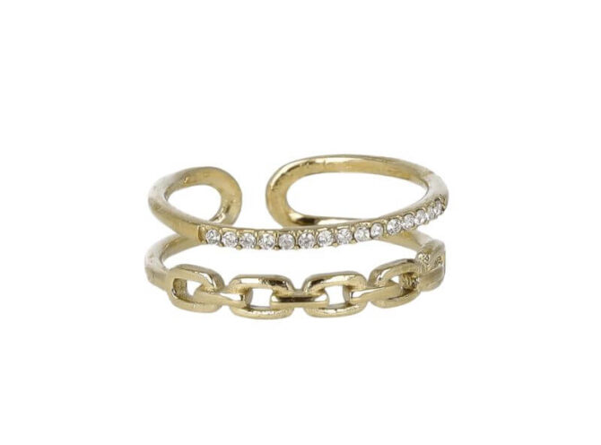 anello acciaio catena e strass anello acciaio catena e strass