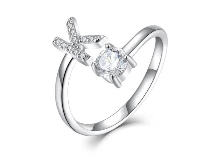 anello acciaio lettera k anello acciaio lettera k