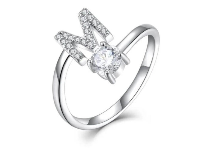 anello acciaio lettera m anello acciaio lettera m