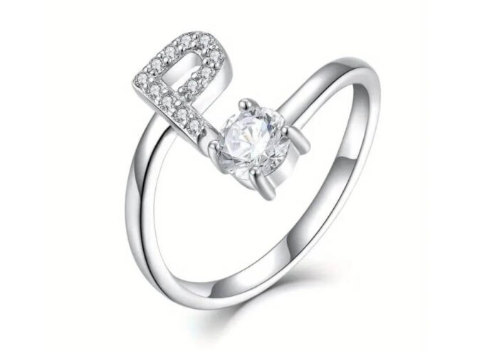 anello acciaio lettera p anello acciaio lettera p