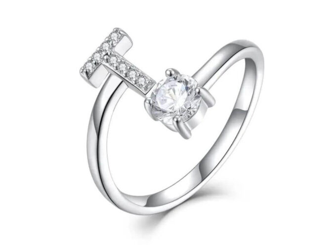 anello acciaio lettera t anello acciaio lettera t