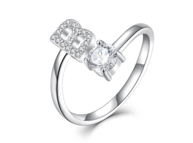 anello acciaio lettera b anello acciaio lettera b