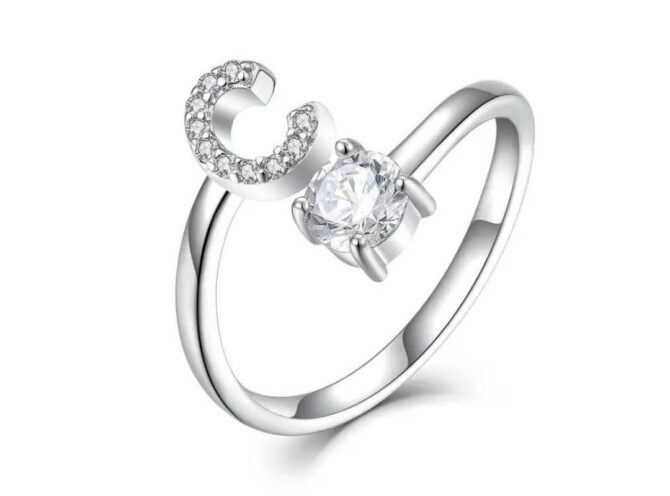 anello acciaio lettera c anello acciaio lettera c