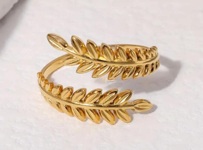 anello acciaio foglia anello acciaio foglia