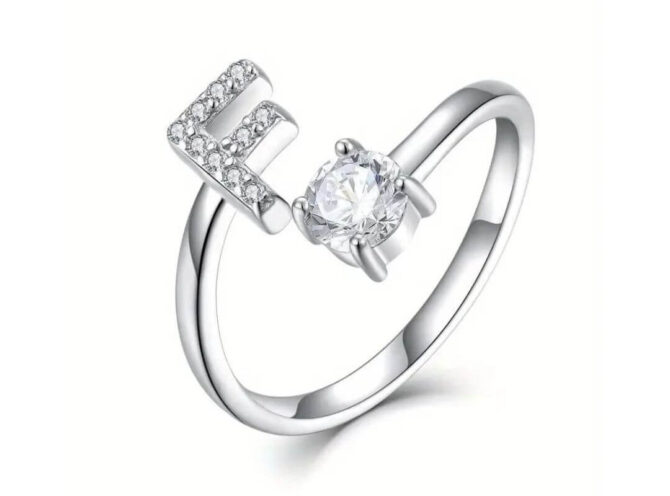 anello acciaio lettera f anello acciaio lettera f