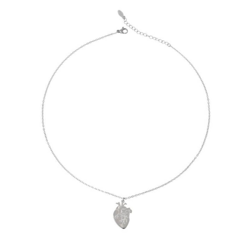 cuore anatomico collana acciaio