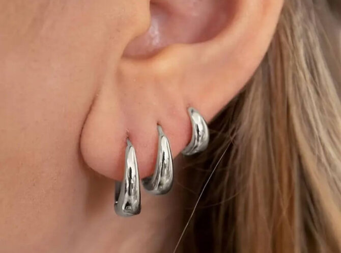 set da 3 orecchini cerchio acciaio bombati set da 3 orecchini cerchio acciaio bombati