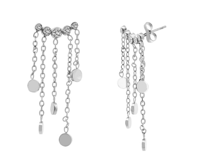 orecchini acciaio cascata di strass orecchini acciaio cascata di strass