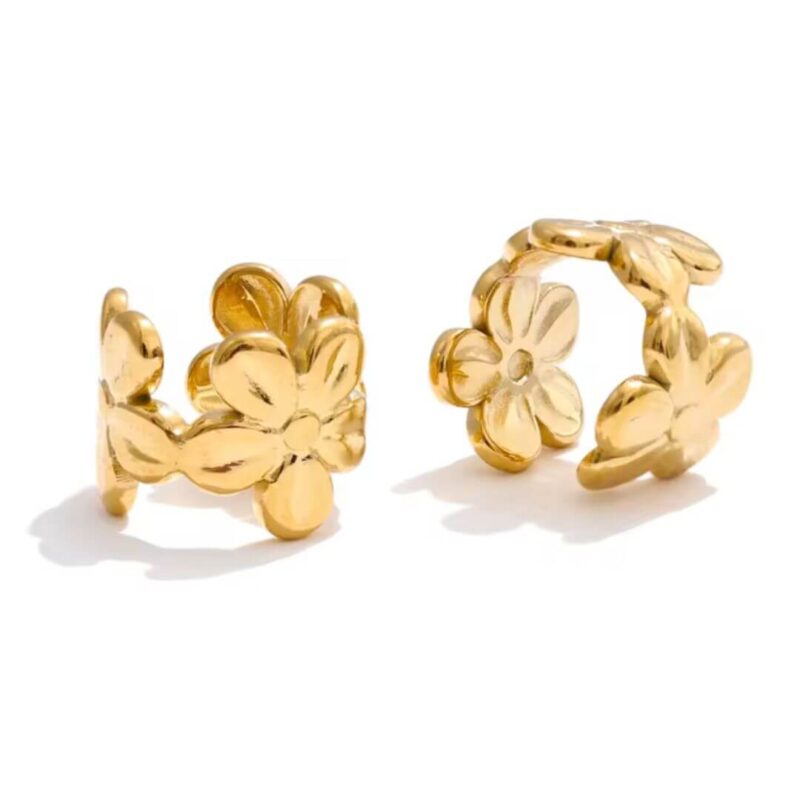 earcuff acciaio inossidabile fiori